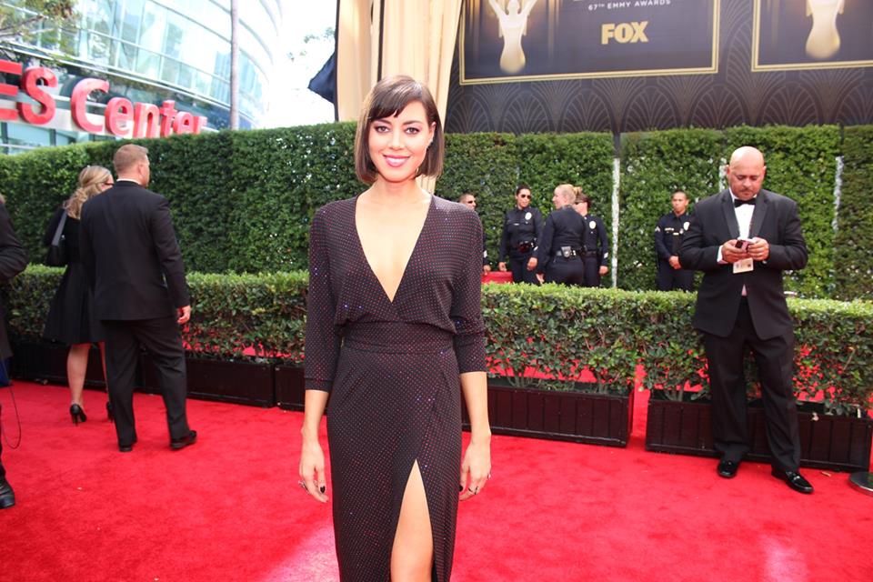 Aubrey Plaza on the 2015 #Emmys red carpet. Parks and Recreation