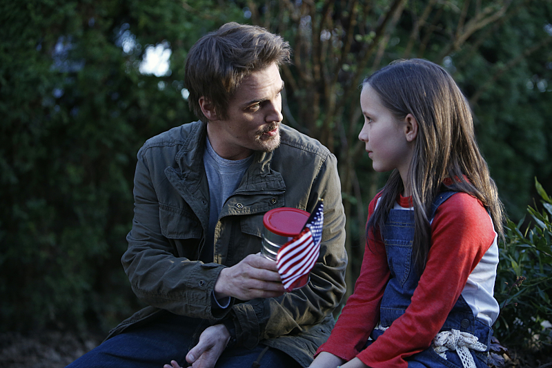 Frequency -- "Pilot" -- Image Number: FRQ101c_0144.jpg -- Pictured (L-R): Riley Smith as Frank and Ada Breker as Young Raimy -- Photo: Bettina Strauss/The CW -- ÃÂ© 2016 The CW Network, LLC. All rights reserved.