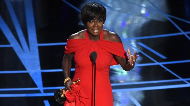 Viola Davis accepts the award for best actress in a supporting role for "Fences" at the Oscars on Sunday, Feb. 26, 2017, at the Dolby Theatre in Los Angeles. (Photo by Chris Pizzello/Invision/AP)